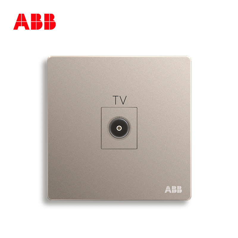 ABB开关插座 轩致无框朝霞金一位电视插座AF301—PG