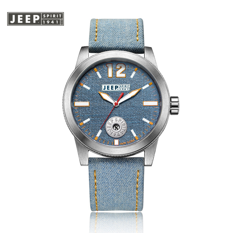 JEEP SPIRIT丹宁系列户外休闲经典牛仔布带腕表 JPS70601