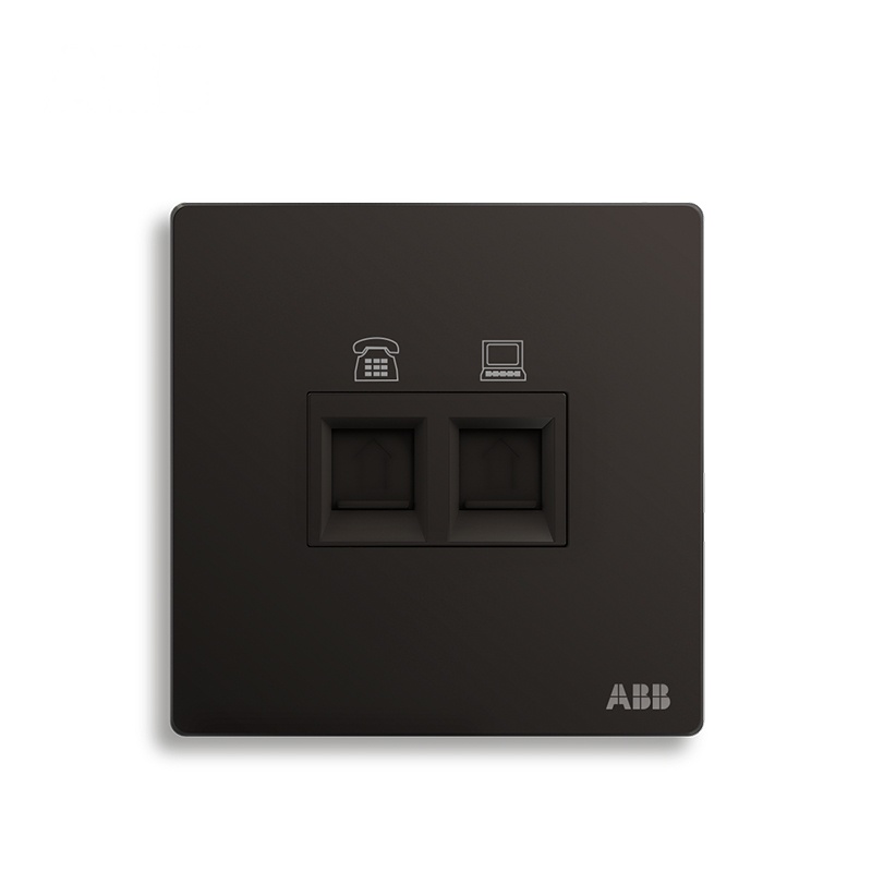 ABB开关插座 轩致无框二位电话RJ11/超5类电脑插座RJ45AF323-885