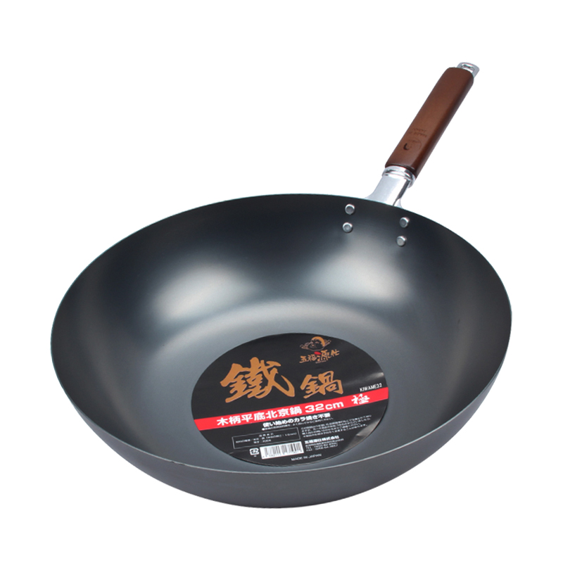 五福源仕 炒锅 KIWAME32 32cm 日本原装进口 熟铁锅炒锅 无涂层不生锈 平底不粘锅纯铁