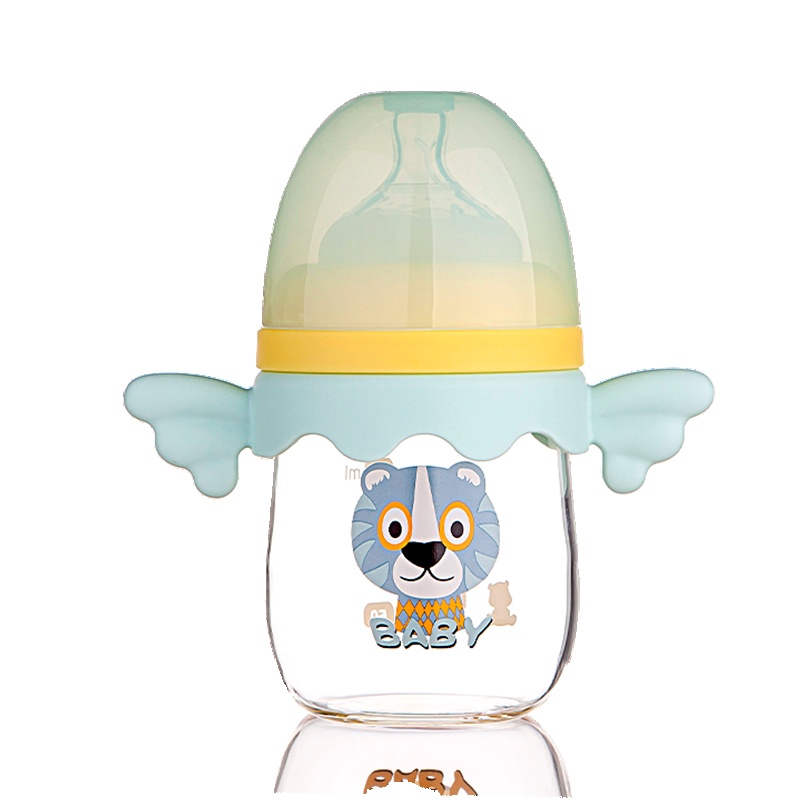 小白熊 (Snow Bear)宽口径玻璃奶瓶 仿母乳实感耐热奶瓶160ml 仙踪绿 09591