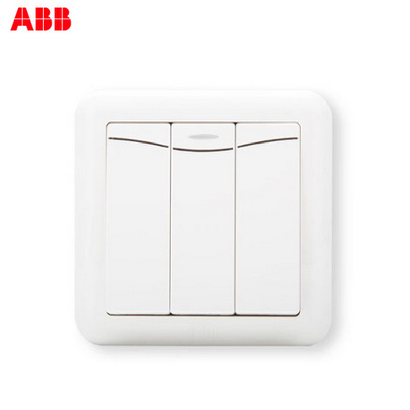 瑞士ABB 开关插座 德静三位双控带装饰线开关 10AXAJ137