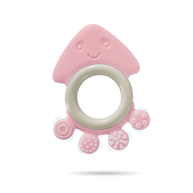 喔喔牛(oonew)宝宝磨牙器 宝宝磨牙棒磨牙玩具曼哈顿球 婴儿磨牙牙胶咬咬乐粉色