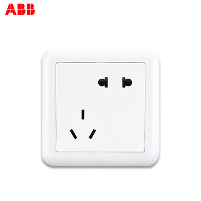瑞士ABB 开关插座 德静二位二三极插座 10AAJ205