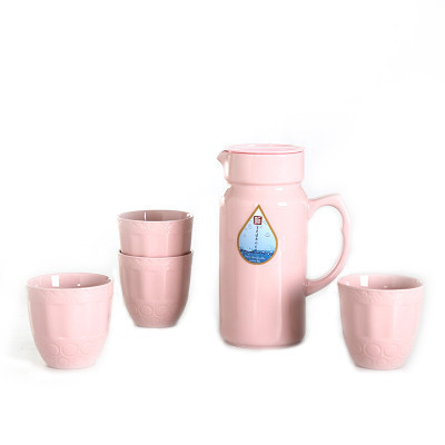 顺祥缤纷普吉水具5件套(粉)杯子水壶家用套装