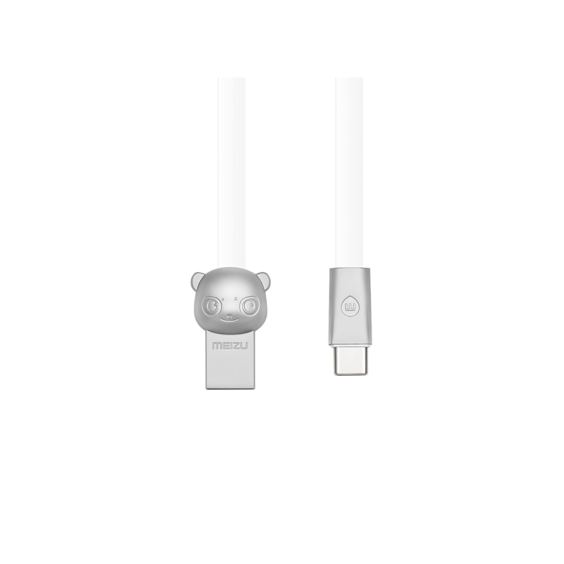 魅族(MEIZU) 熊猫Type-C数据线 手机充电线 安卓电源线 1米 银色