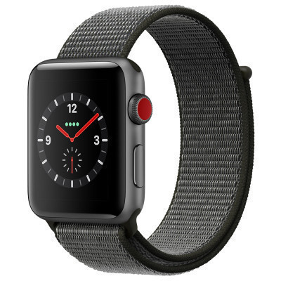 Apple Watch Series3智能手表 GPS+蜂窝网络款 42毫米 深空灰色铝金属表壳 深橄榄色回环式运动表带