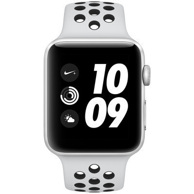 Apple苹果 Series3智能手表 GPS款 42毫米银色铝金属表壳 白金配黑色Nike运动表带 MQL32CH/A