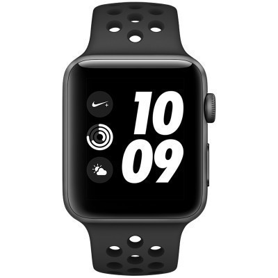 Apple苹果 Series3智能手表 GPS款 42毫米深空灰色铝金属表壳 煤黑配黑色Nike运动表带