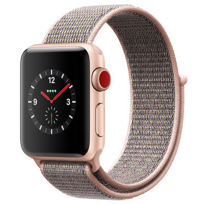 Apple Watch Series3 智能手表 GPS+蜂窝网络款 38毫米 金色铝金属表壳 粉砂色回环式运动表带