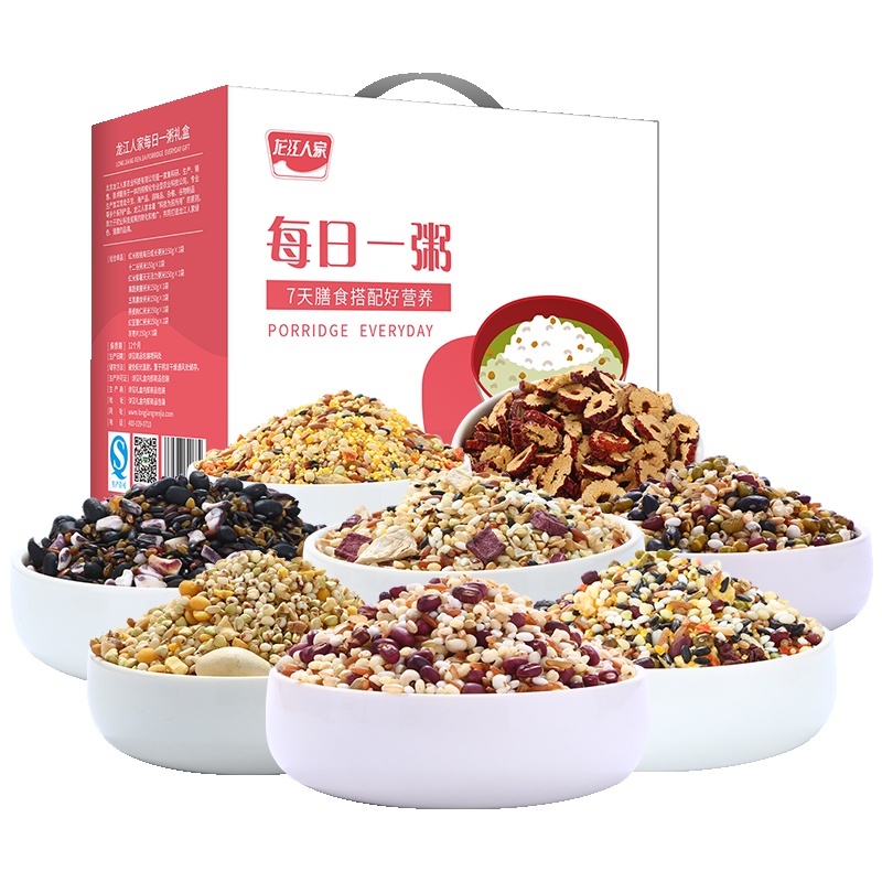龙江人家每日一粥礼盒1.2kg送礼精装粥米红豆薏仁荞麦五黑枣片红米核桃团购礼盒员工福利