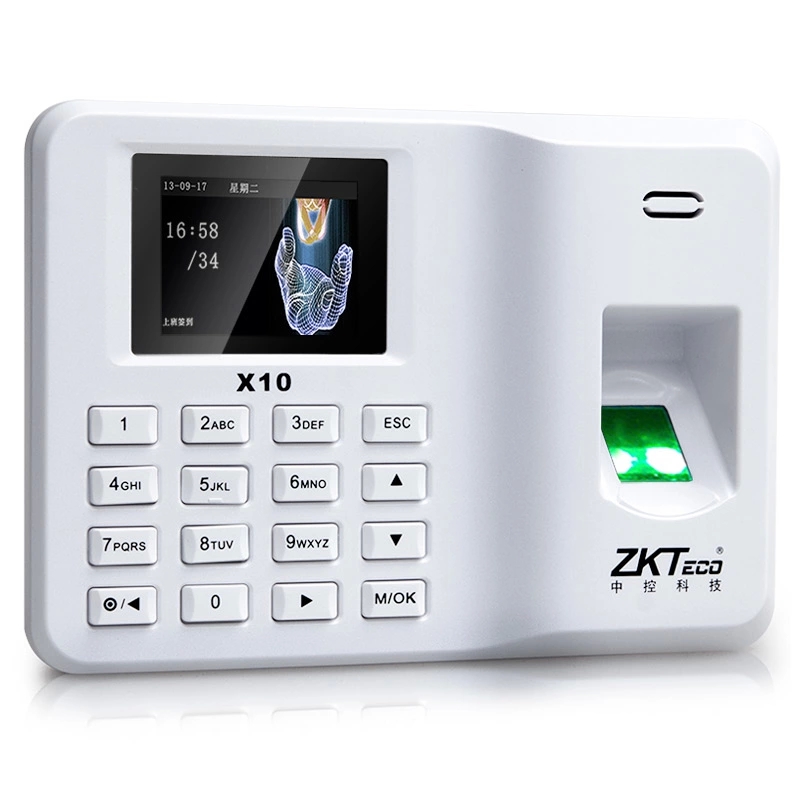 ZKTeco/中控智慧X10指纹考勤机免软件打卡机T9中文录入U盘下载 操作简单快捷 白色