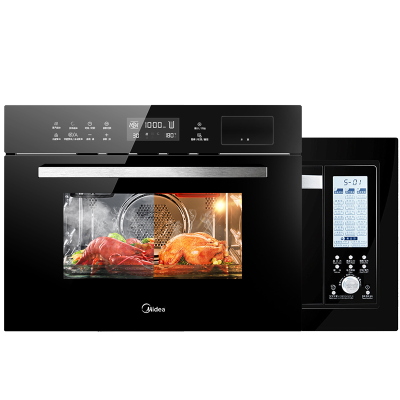 美的(Midea)伯爵嵌入式 蒸箱+烤箱一体机+名爵 嵌入式微波炉 TQN34FBJ-SA+AG025QC7-NAH套装