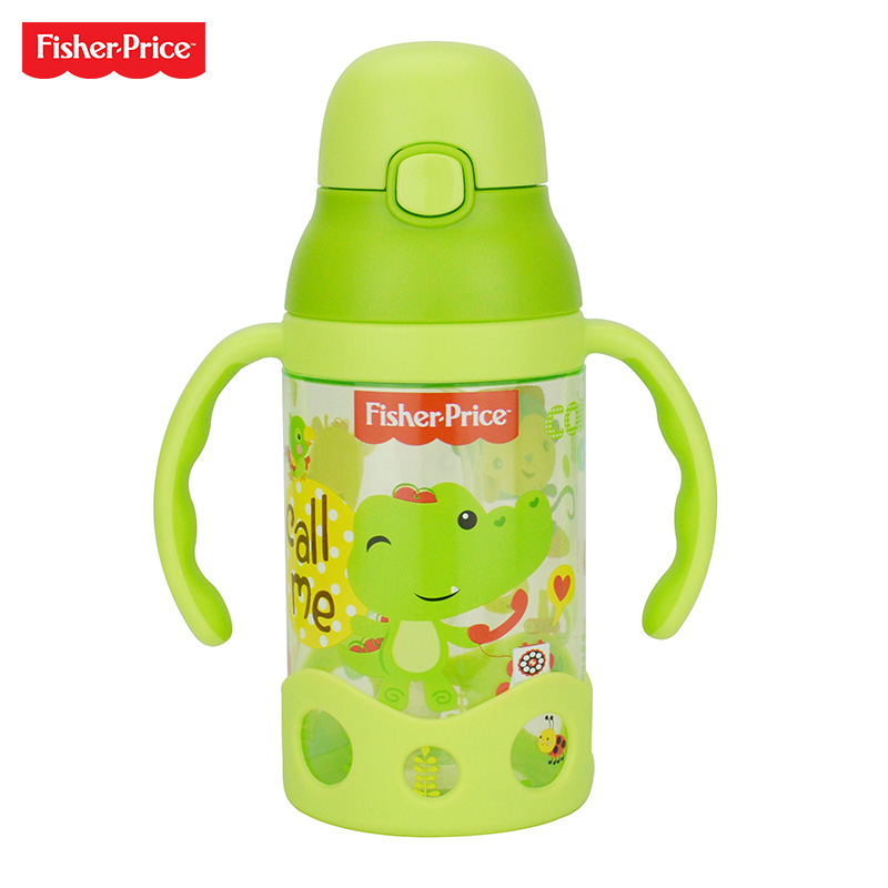 Fisher Price 费雪婴幼儿童吸管杯宝宝训练喝水杯弹跳吸管学饮杯带双手柄防漏 400ml FP-8620D 绿