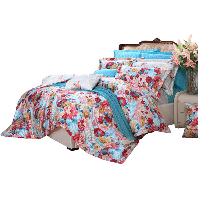 富安娜(FUANNA)家纺纯棉四件套全棉床品套件1.8米双人床上用品床单被套春之物语