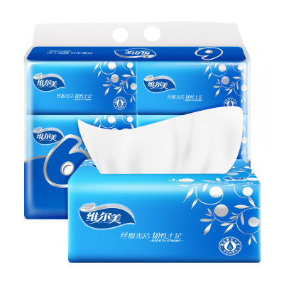 维尔美 抽纸 丝韧系列 3层130抽18包 箱装纸巾(小规格)