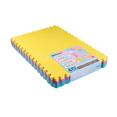 明德居家爬行垫十字纹拼接泡沫防滑地垫婴儿童宝卧室加厚榻榻米 红色60*90*2.5cm[4片装]