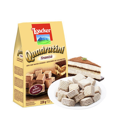 Loacker 莱家 粒粒装提拉米苏味威化饼干 220g/袋装 奥地利进口食品