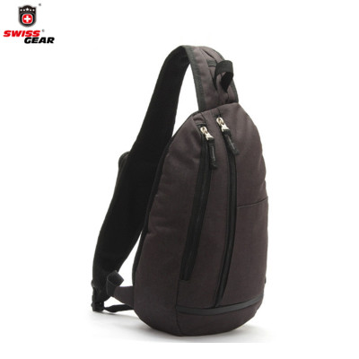 SWISSGEAR瑞士军刀胸包 单肩斜挎包三角包 简约纯色帆布户外商务休闲旅行运动背小包 SA-0900灰色