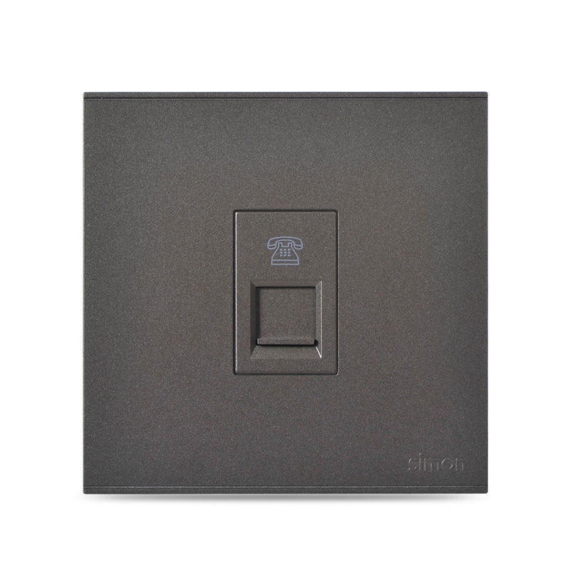 西蒙E6开关面板开关插座E6系列荧光灰一位电话插座通讯面板725214-61