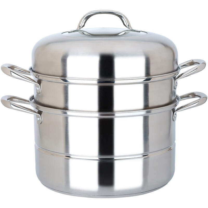 美厨(maxcook)二层蒸锅 不锈钢复底28cm 电磁炉通用 蒸煮两用 雅银系列MCYY-28