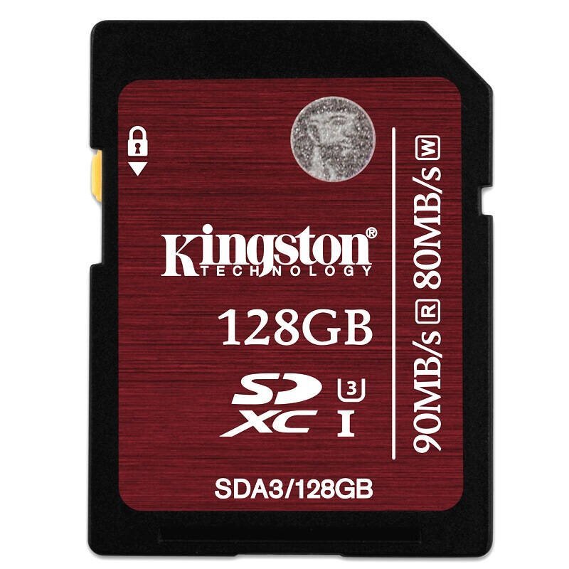 金士顿(Kingston)SD卡(SDA3)128G 90MB/s 相机存储卡UHS-I U3高速存储卡