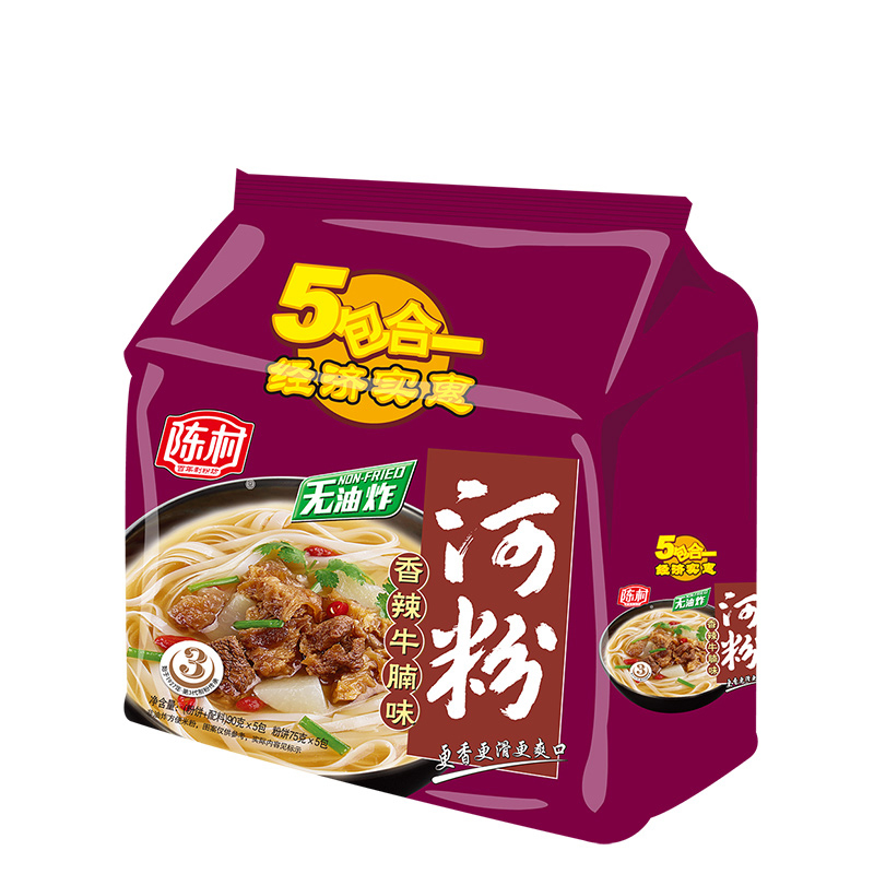 陈村河粉5连包 香辣牛腩味425g 非油炸免煮方便面