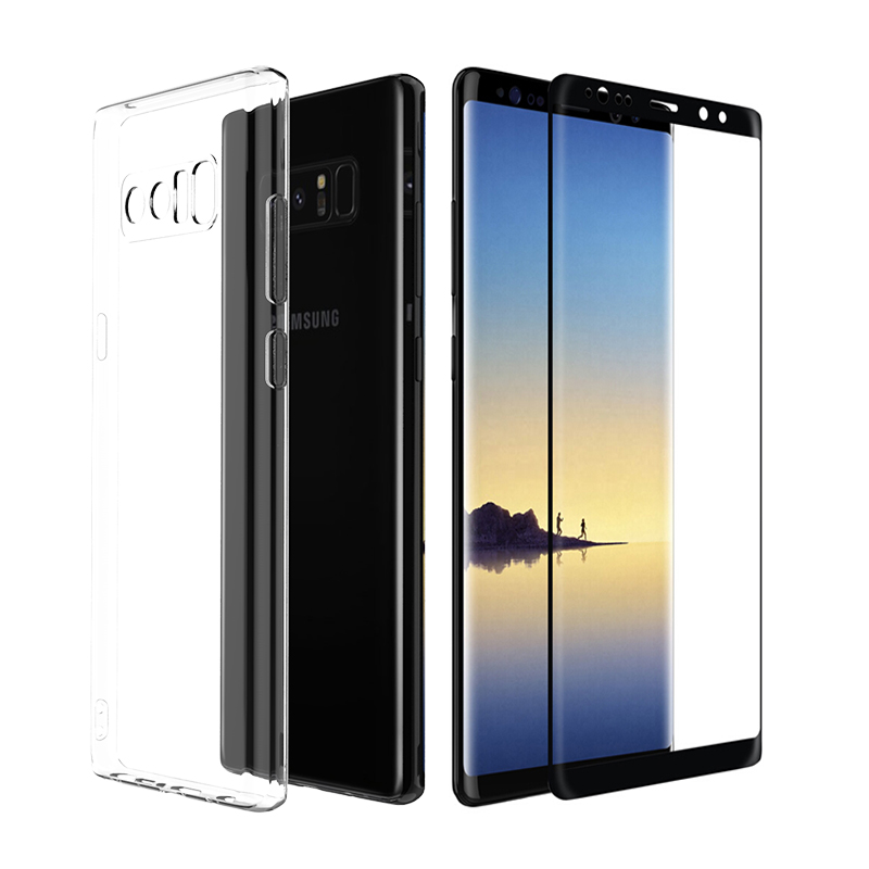 [壳膜套装]三星Galaxy Note8手机壳(透明软壳)+三星Note8钢化膜(全屏3D曲面黑色)
