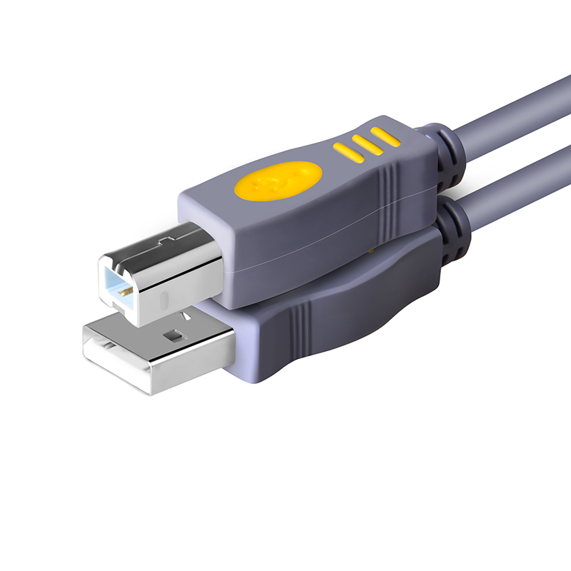 晶华 USB2.0高速打印线 电脑打印机惠普HP佳能爱普生连接数据线 AM/BM方口接口灰色 3米U112H