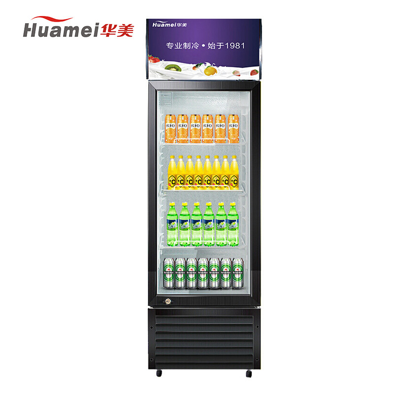 华美(Huamei)LC-298k 298升单门展示柜保鲜冷藏柜 铜管 立式商用 冰柜单门饮料柜 啤酒冷藏柜冰吧 侧开门