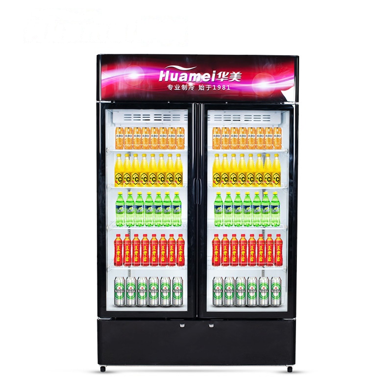 华美(Huamei)LC-630X 630升双门展示柜保鲜冷藏柜铜管 立式商用小型冰柜单门饮料柜 啤酒冷藏柜冰吧 侧开门