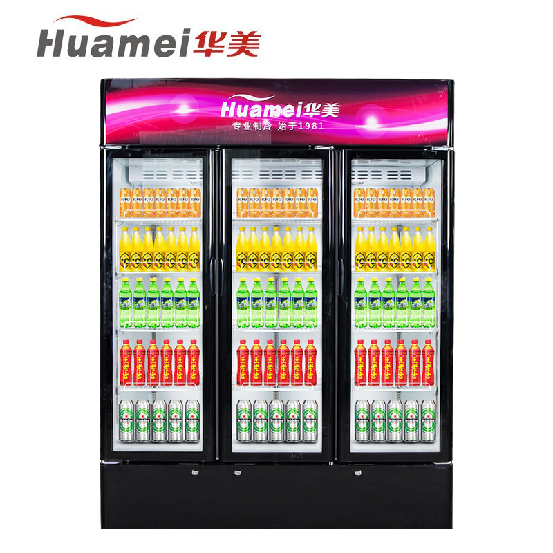 华美(Huamei)LC-980X 980升三门展示柜保鲜冷藏柜铜管 立式商用小型冰柜单门饮料柜 啤酒冷藏柜冰吧 侧开门
