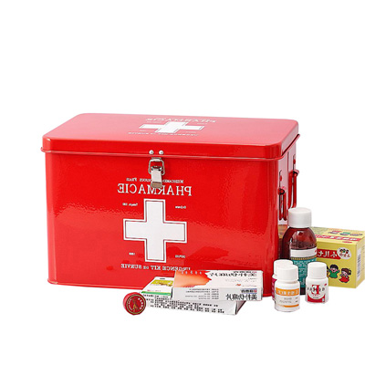 欧润哲(ORANGE) 红色大号带锁药箱 药品收纳箱药盒 时尚家庭储药箱子 物品整理箱