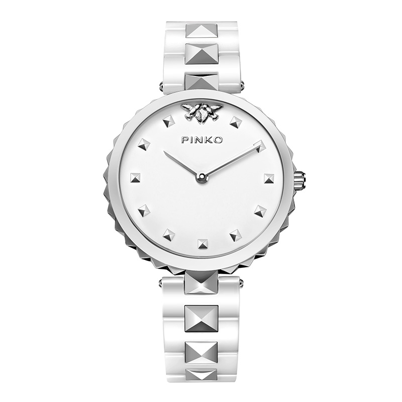 意大利进口PINKO简约时尚石英女表Licis1系列银色陶瓷带PK.2321L/04S