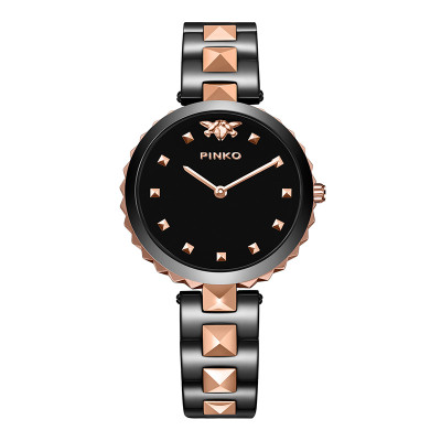 意大利进口PINKO简约时尚石英女表Licis1系列黑陶瓷带PK.2321L/08S