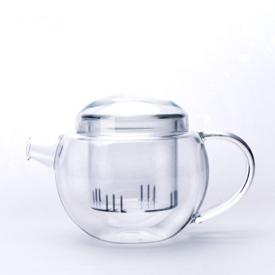 谜家 350ml玻璃茶壶泡茶壶花茶壶红茶黑茶煮茶器耐高温带过滤内胆茶具泡茶器飘逸杯 小圆壶单只