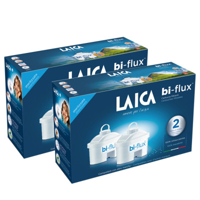 莱卡(LAICA)双导流滤芯bi-flux(F2M)意大利进口家用便携式滤水壶台式超滤机净饮机滤芯4枚装通用自来水滤芯