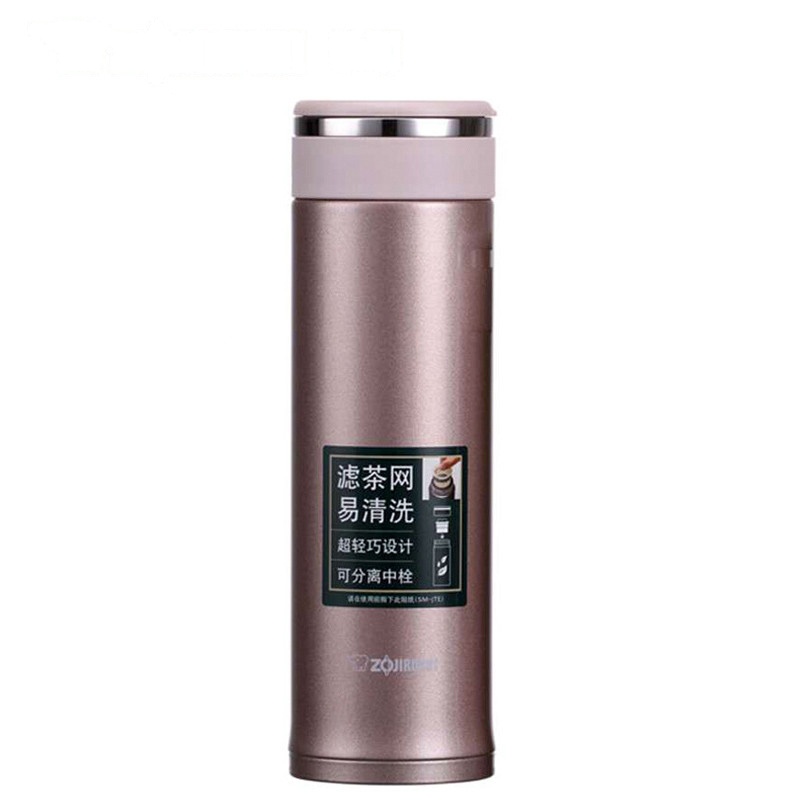 ZOJIRUSHI/象印 SM-JTE46-PX日本不锈钢真空保温保冷杯 带滤网泡茶进口水杯 男女款时尚礼品杯子香槟金色