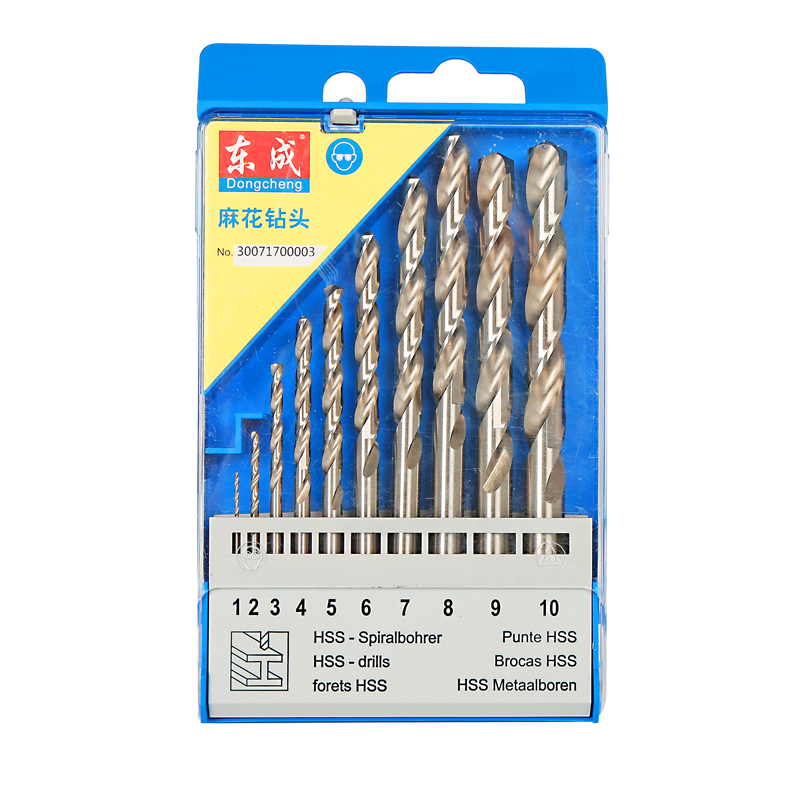 DONGCHENG 10件塑盒装高速钢麻花钻(1,2,3,4,5,6,7,8,9,10mm)/[1套]