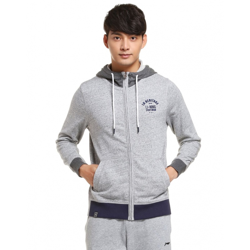 李宁男子训练开衫连帽卫衣运动外套运动服 AWDK449