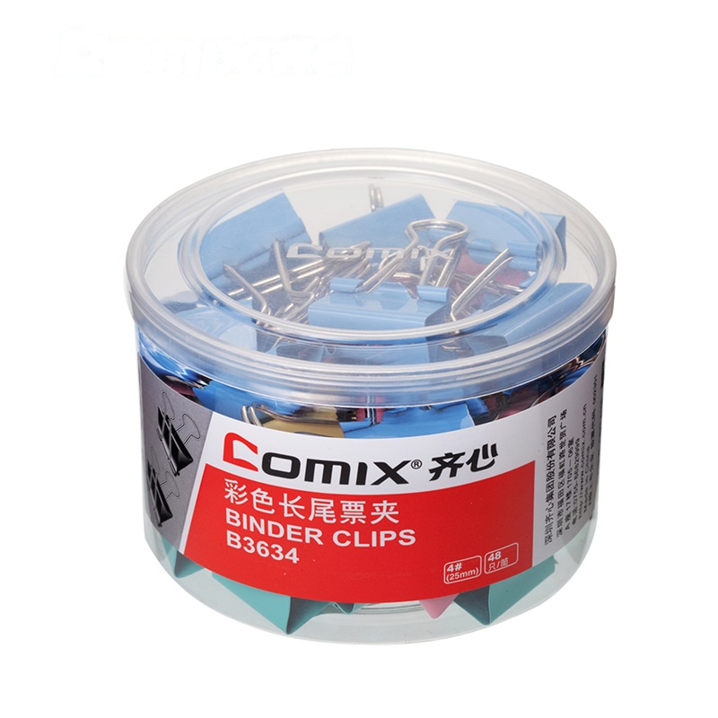 齐心(comix) 4# 混色 25mm 长尾夹 B3634(包*2筒*48只)