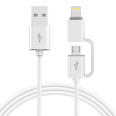 罗马仕(ROMOSS)CB20 白色Lightning/Micro-usb二合一快充数据线 安卓苹果iPhone8x/7