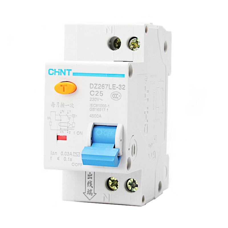 正泰CHNT 断路器 漏电保护器 空气开关 双进双出 DZ267LE 1P+N 25A