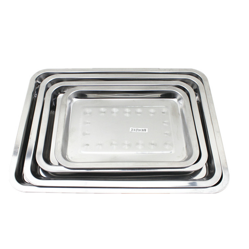加厚不锈钢托盘 深托盘 浅托盘 餐盘 茶盘果盘长方形盘烧烤盘盆