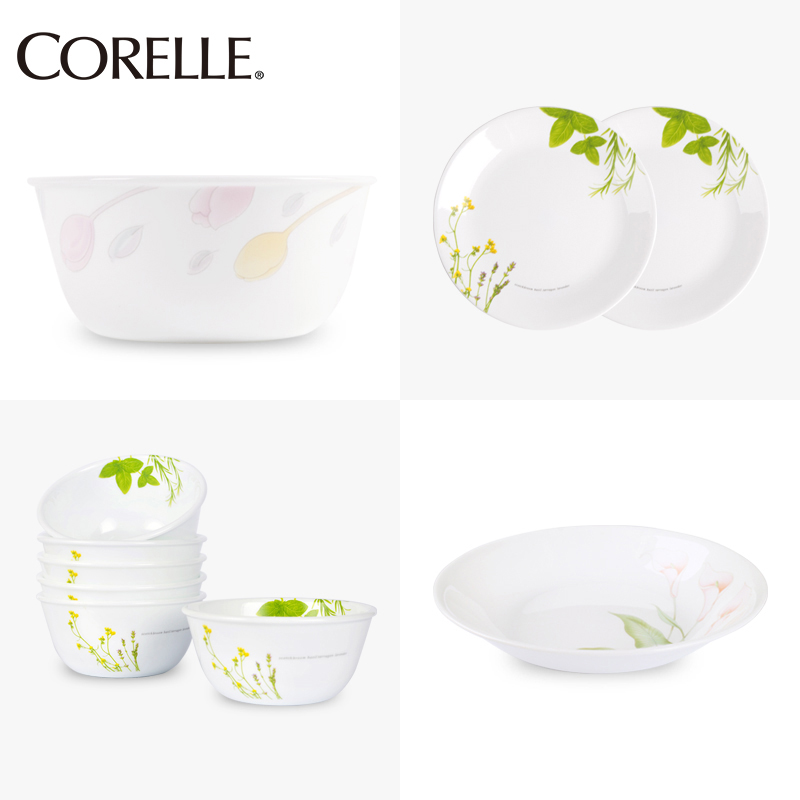 美国康宁餐具corelle2件套装组合夹层玻璃饭碗汤碗面碗深盘子鱼盘