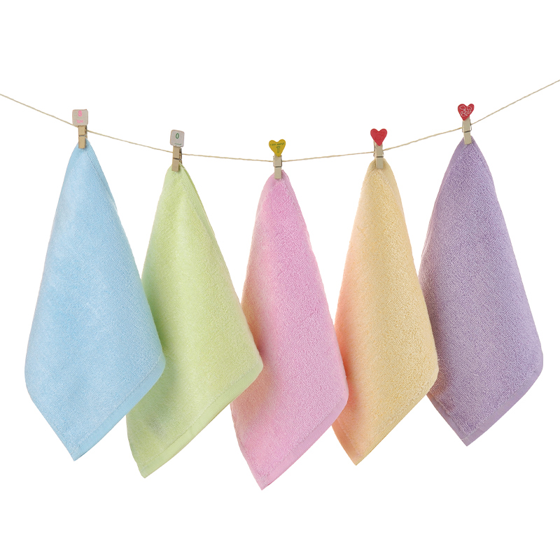 竹之锦 毛巾家纺 竹纤维素色柔软婴幼儿童口水巾小方巾5条装 随机色 15g/条 15×15cm