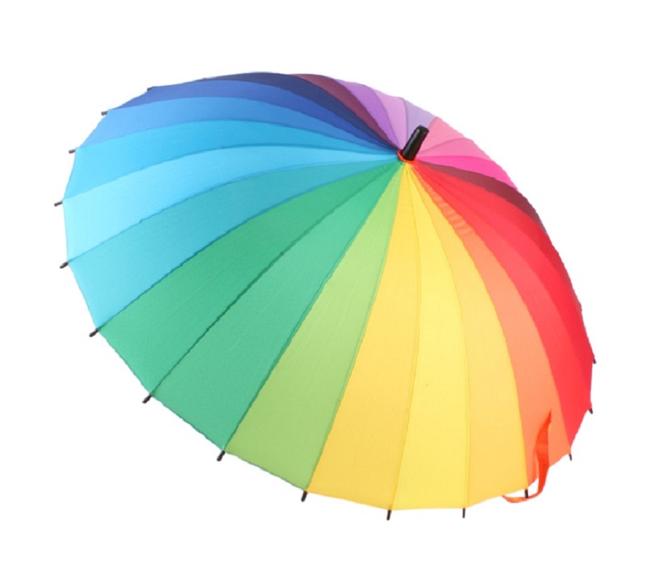 彩虹色24骨晴雨伞10件装