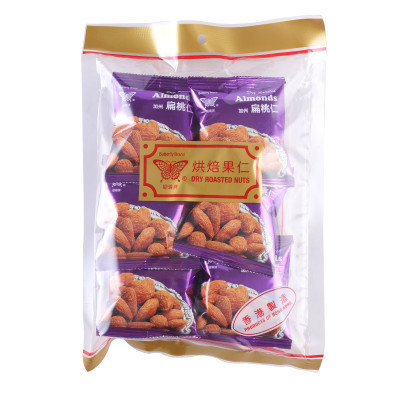 中国香港 蝴蝶牌烘焙加州扁桃仁80g 内含6小包 进口小包装坚果零食独立小包便于分享