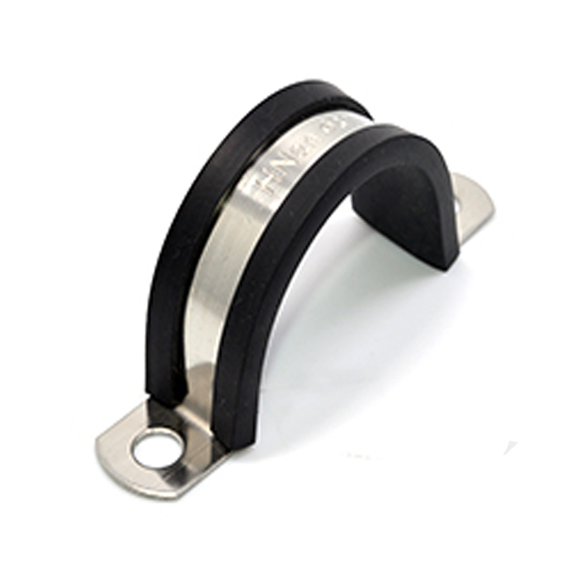 U型连胶条 304不锈钢带胶骑马卡 绝缘管卡带胶管卡48mm