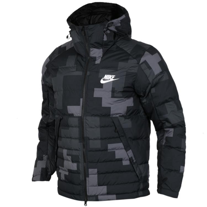耐克(NIKE)男冬季保暖防风鸭绒衣连帽羽绒服 863790-021